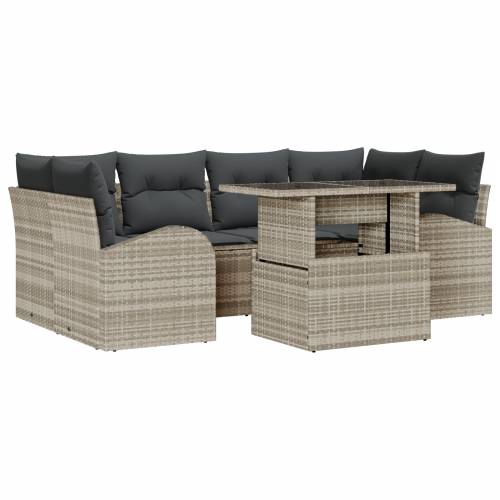 Set vrtnih sofa od 7 dijelova s jastučićima Svjetlosiva Poli ratan Cijena