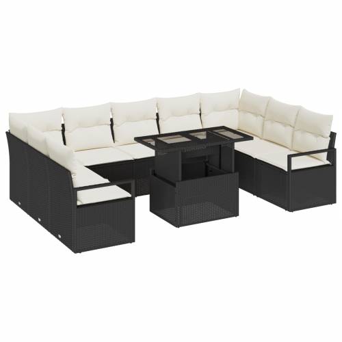 10-dijelni vrtni sofa set s jastučićima Crni Poly Rattan Cijena
