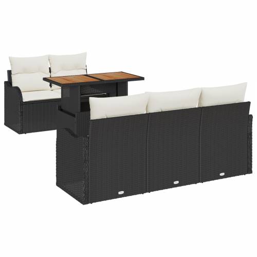 Vrtna garnitura - 6-dijelni set vrtnih sofa s jastučićima Crni poli ratan Cijena