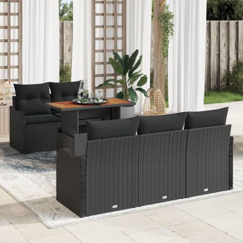 Vrtna garnitura - 6-dijelni set vrtnih sofa s jastučićima crni poli ratan Cijena