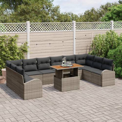 set vrtnih sofa s jastucima od 11 dijelova siva poli ratan Cijena