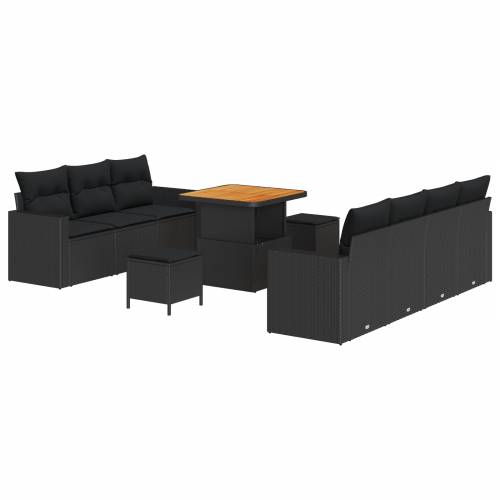 Set od 10 komada vrtnog sofa s jastučićima Crni Poli ratan Akacija Cijena