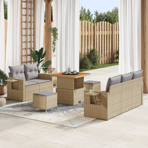 Set od 8 komada vrtnih sofa s jastučićima Bež poli ratan akacija Cijena