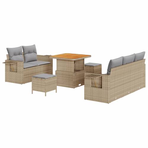 Set od 8 komada vrtnih sofa s jastučićima Bež poli ratan akacija Cijena
