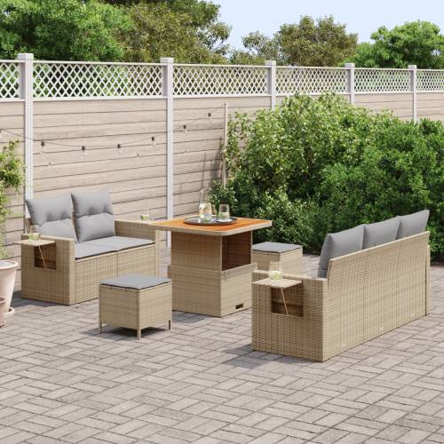 Set od 8 komada vrtnih sofa s jastučićima Bež poli ratan akacija Cijena