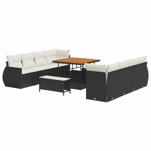 11-dijelni Vrtni Sofa Set s Jastučićima Crnog Poli Ratana Akaciju Cijena