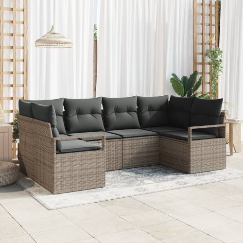 set od 6 dijelova vrtnih sofa s jastučićima siva poli ratan Cijena