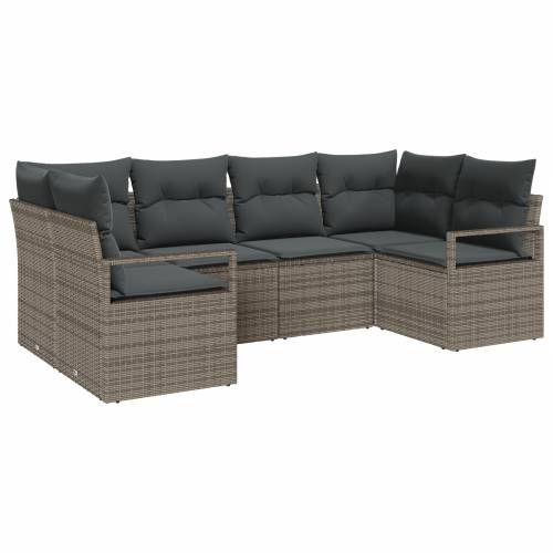 set od 6 dijelova vrtnih sofa s jastučićima siva poli ratan Cijena