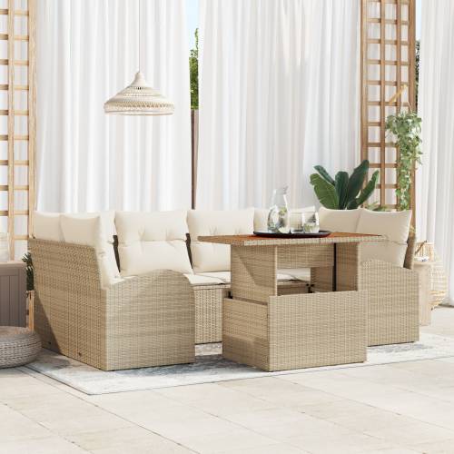set od 7 komada vrtnih sofe s jastučićima bež poly rattan Cijena