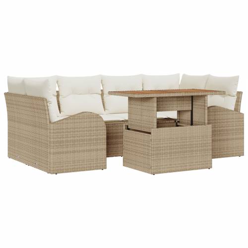 set od 7 komada vrtnih sofe s jastučićima bež poly rattan Cijena