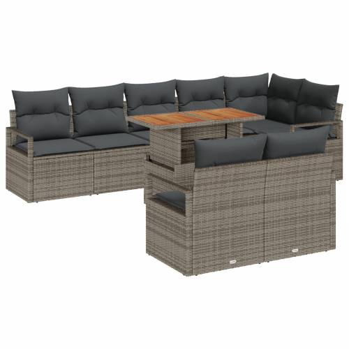 9 komadni set vrtnih sofa s jastučićima siva poli ratan Cijena