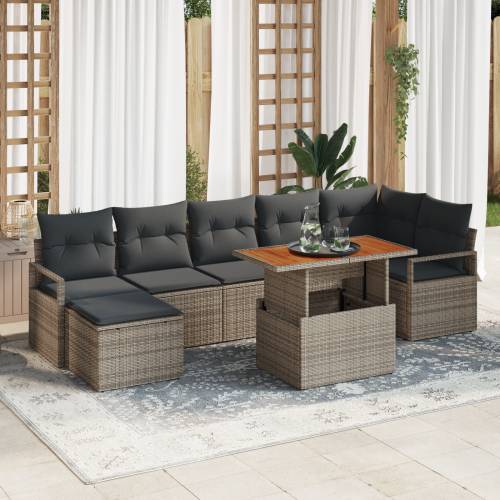 Set od 8 dijelova vrtnih sofa s jastučićima Siva Poli Ratan Cijena