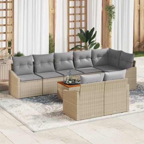9-dijelni vrtni sofa set s jastučićima bež poli ratan akacija Cijena
