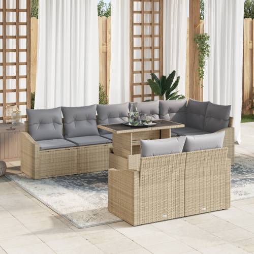 9-komadni vrtni sofa set s jastučićima bež poli ratan Cijena