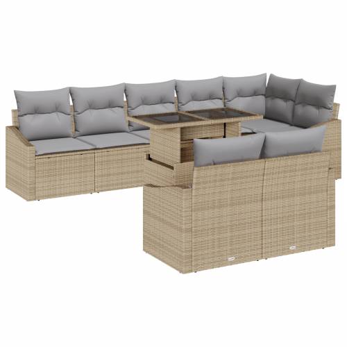 9-komadni vrtni sofa set s jastučićima bež poli ratan Cijena