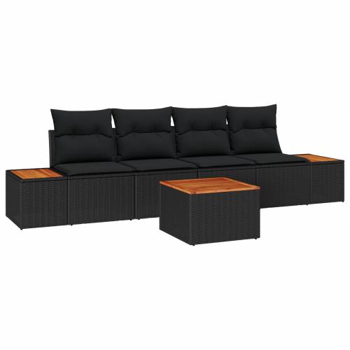 set od 5 vrtnih sofa s jastučićima crna poli ratan akacija Cijena