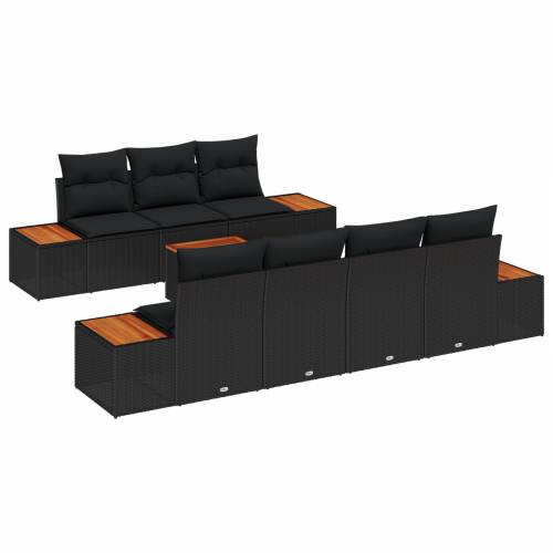 8 komadni set sofa za vrt s jastučićima Crna Poli Ratan Akacija Cijena