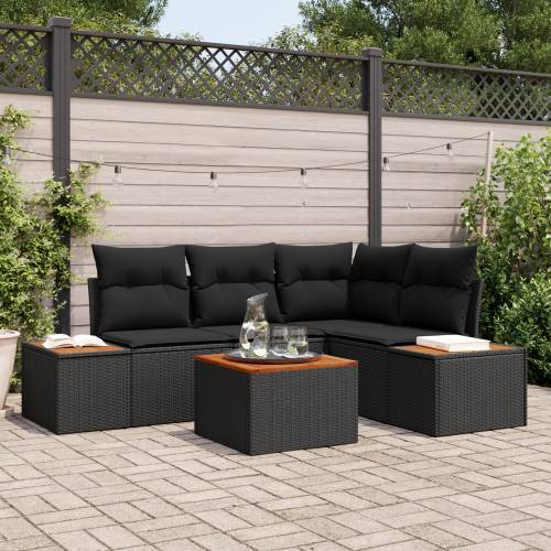 5 komada vrtne sofa set s jastučićima Crna poliratan akacija Cijena