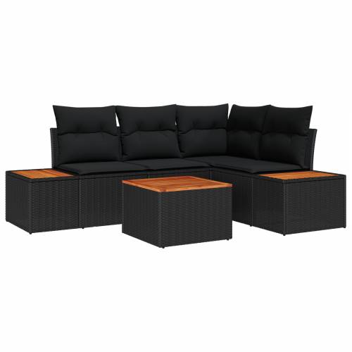 5 komada vrtne sofa set s jastučićima Crna poliratan akacija Cijena