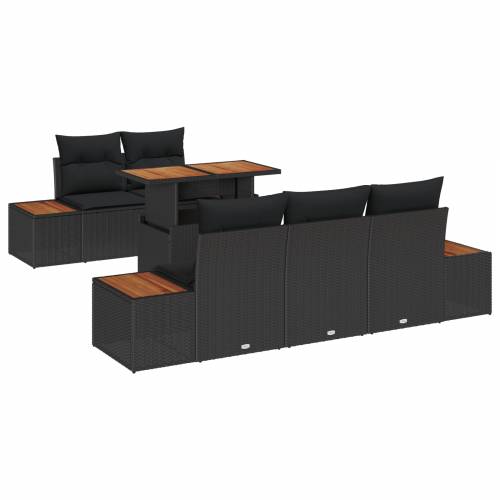 set od 6 komada za vrtno objedovanje s jastučićima Crni Poly Rattan Akacija Cijena