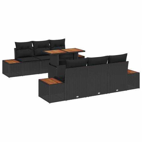 set vrtne blagovaonice od 7 komada s jastučićima crnog poly ratana akacije Cijena