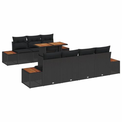 set od 8 dijelova vrtne sofe s jastučićima crnog poly ratana Cijena