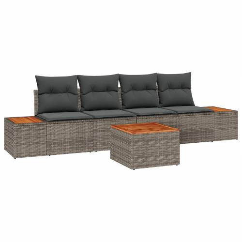 5-dijelni Vrtni Sofa Set s Jastucima Sivi Poli Ratan Akacija Cijena