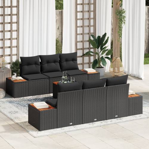 set vrtnih sofa od 7 dijelova s jastučićima crni poli ratan akacija Cijena
