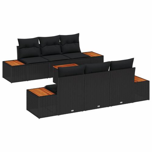set vrtnih sofa od 7 dijelova s jastučićima crni poli ratan akacija Cijena