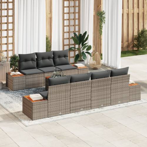 8 komada vrtni sofa set s jastucima siva poli ratan akacija Cijena