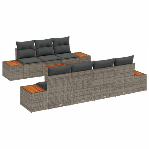 8 komada vrtni sofa set s jastucima siva poli ratan akacija Cijena