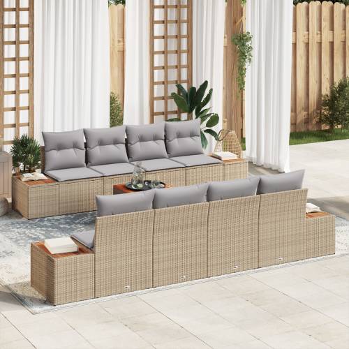 9-komadni vrtni sofa set s jastucima bež poli ratan akacija Cijena