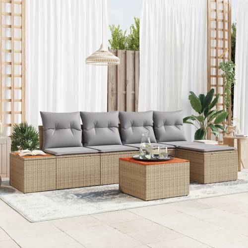 set vrtne garniture od 6 komada s jastučićima - Bež poliratan acacia Cijena
