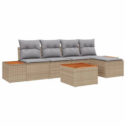 set vrtne garniture od 6 komada s jastučićima - Bež poliratan acacia Cijena