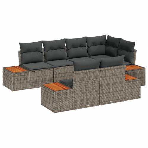 set od 7 dijelova vrtne sofe s jastučićima siva poli ratan acacia Cijena