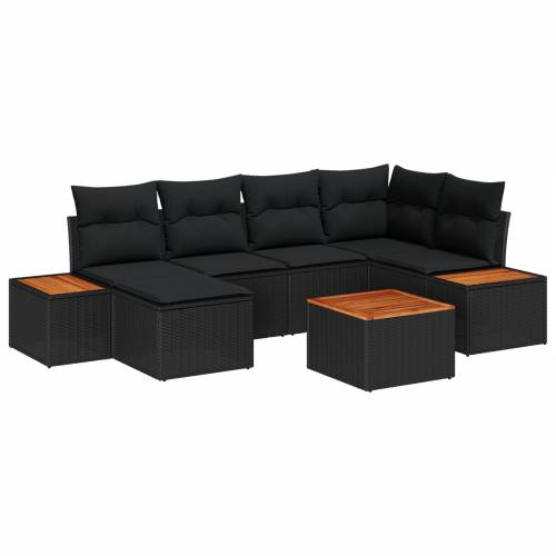 set od 7 komada vrtnog kauča s jastučićima crni poli ratan akacija Cijena