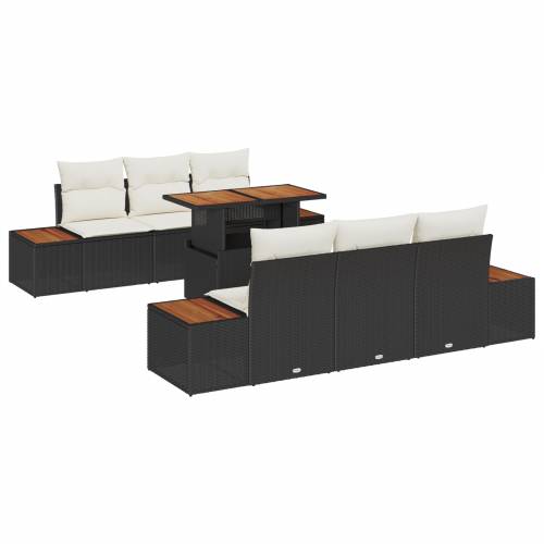 set od 7 komada vrtnih sofa s jastučićima crni poli ratan Cijena