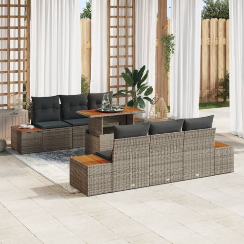 Set vrtnih sofa s jastučićima siva poli ratan Cijena