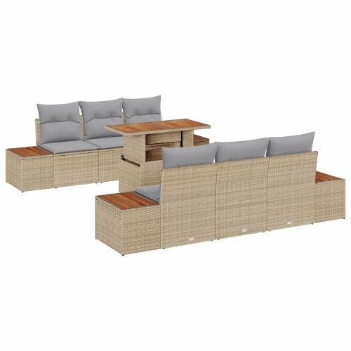 7-dijelni vrtni sofa set s jastučićima Bež poli ratan Cijena