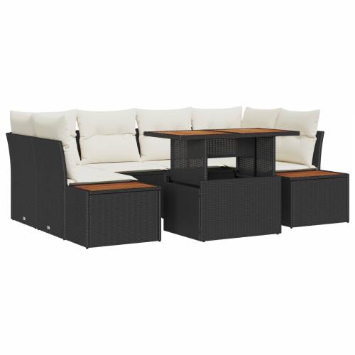 6-dijelni Vrtni sofa set s jastučićima Crni poli ratan Cijena