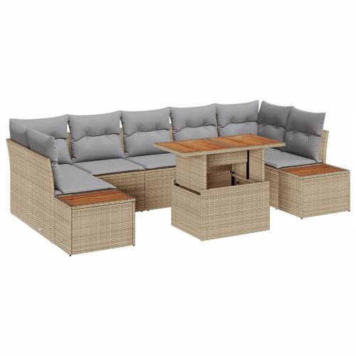 8 Dijelni Vrtni Sofa Set s Jastucima Bež Poli Ratan Cijena
