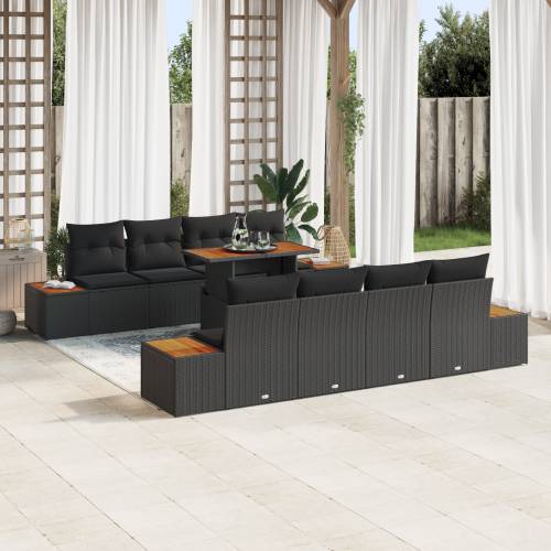 9-dijelni Vrtni Sofa Set s Jastučićima Crni Poli Ratan Cijena