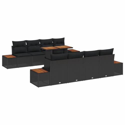 9-dijelni Vrtni Sofa Set s Jastučićima Crni Poli Ratan Cijena