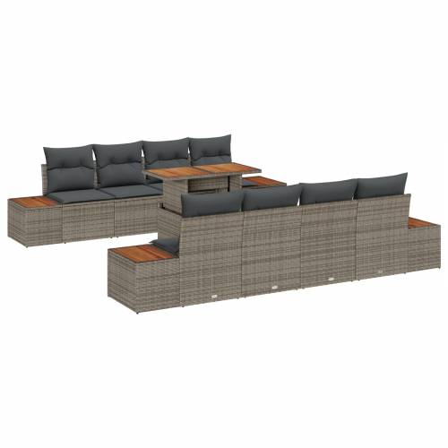 Vrtna garnitura - 9-dijelni set vrtnih sofa s jastučićima siva poli ratan Cijena