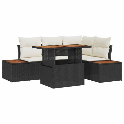 Set od 5 komada vrtnih sofa s jastucima Crni poli ratan Cijena