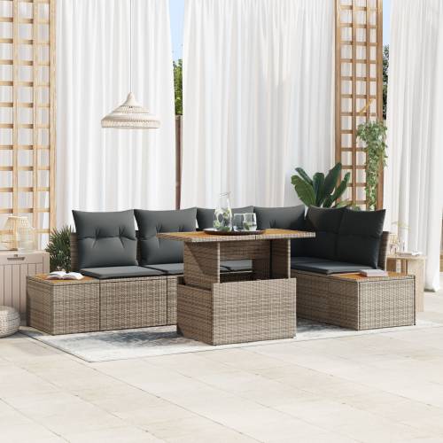 Vrtna garnitura - 6-dijelni set vrtnih sofa s jastučićima, siva poli ratan Cijena