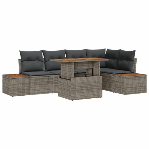 Vrtna garnitura - 6-dijelni set vrtnih sofa s jastučićima, siva poli ratan Cijena
