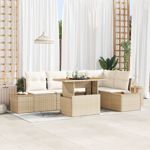6 Dijelni Vrtni Sofa Set sa Jastučićima Bež Poli Ratan Cijena