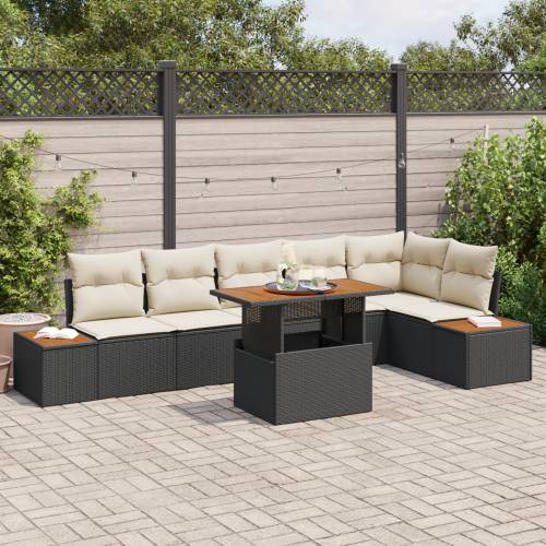 Set od 7 Komada Vrtni Sofa s Jastučićima Crni Poliratan Cijena