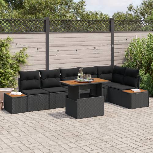 Vrtna garnitura - 7-dijelni set vrtnih sofa s jastucima Crni Poli Ratan Cijena